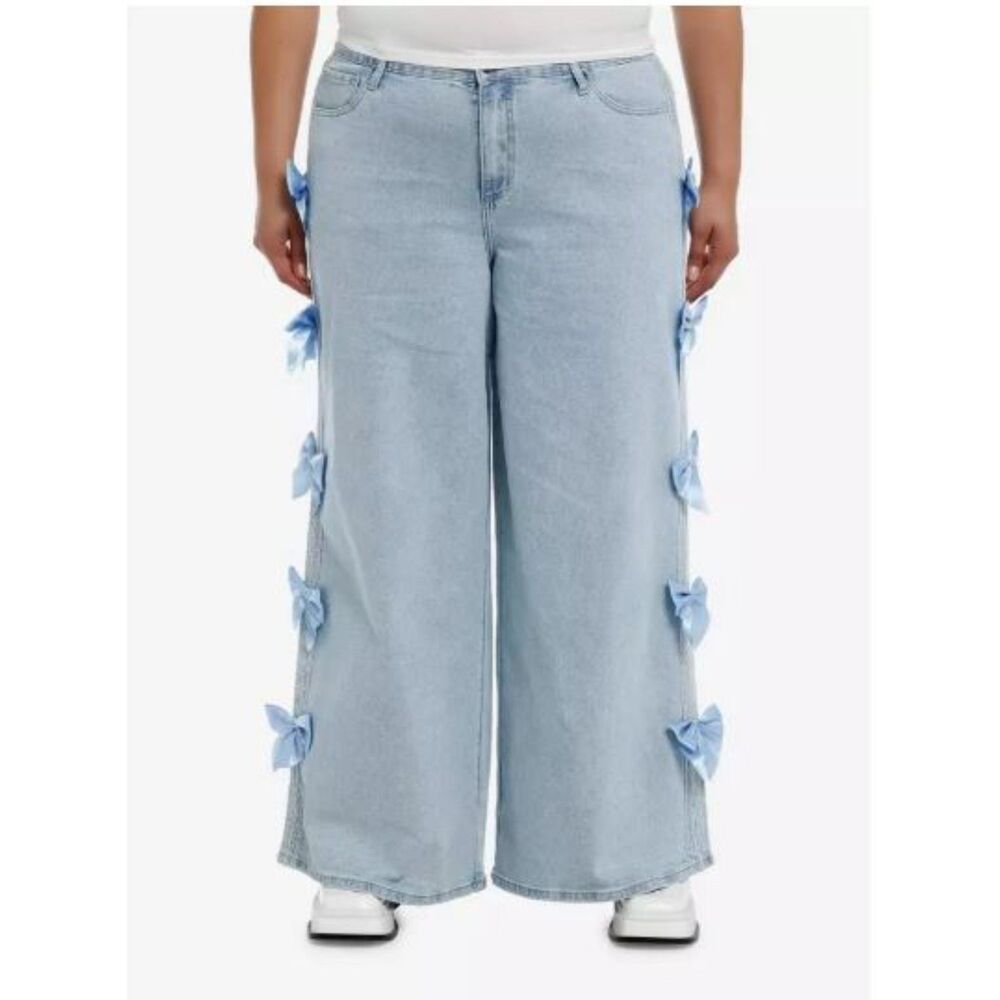 DO NOT PURCHASE Hot Topic Sweet Society Light Indigo Blue Bow Wide Leg Jeans P